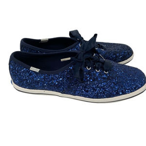 Kate Spade New York x Keds Women's Glitter Canvas Fashion Sneaker Navy Size 7